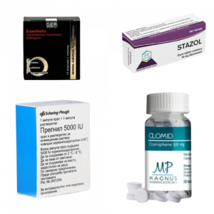 Цикъл с анаболни стероиди за покачване на мускулна маса с добавки като тестостерон енантат, стромба кломид и прегнил в ампулна форма за лесен прием на топ цена